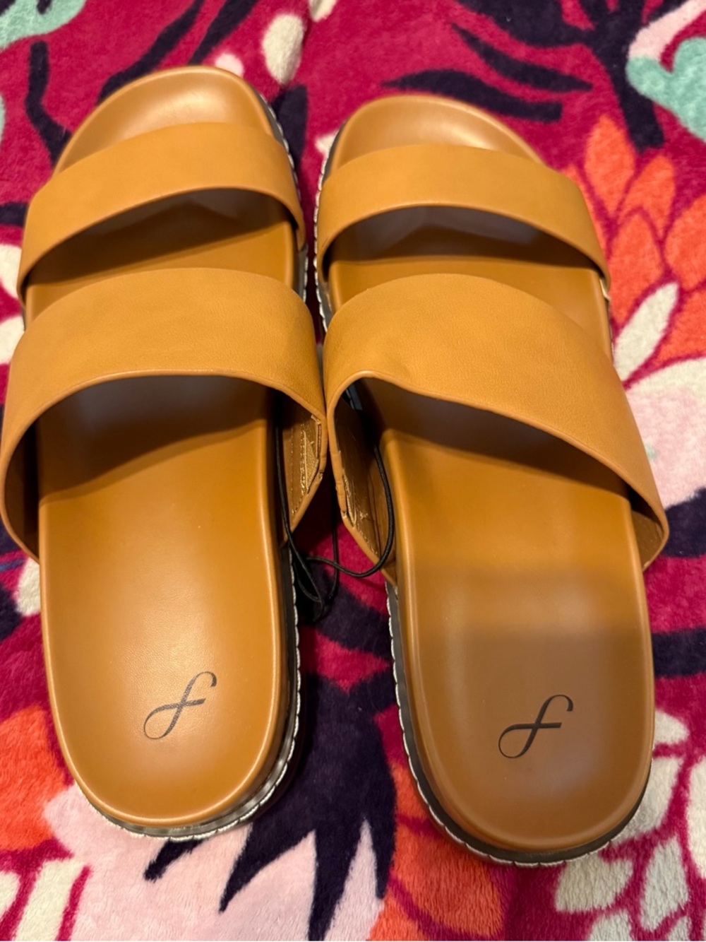 Women’s Double-Strap Slide Sandals in Tan